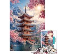 Rompecabezas para Adultos de 1000 Piezas Pagoda Junto al Lago Rompecabezas para Adultos Juguete para decoración de Pared Patrón de Montaje Interacción Entre Padres e Hijos (Tamaño 38x52cm)