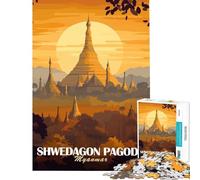 Rompecabezas para Adultos de 1000 Piezas Pagoda Shwedagon Myanmar Juego de ingenio Juguete Educativo Regalo de cumpleaños para Mujeres (Tamaño 38x26cm)