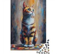 Rompecabezas para Adultos De 1000 Piezas Painted Cat Art Print Rompecabezas para Adultos Juegos Relajantes Decoración Perfecta Regalos para Reducir El Estrés 52x38cm/1000pcs