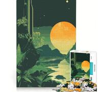 Rompecabezas para Adultos de 1000 Piezas: Paisaje alienígena con Luna Gigante, Juego Imposible, Ideal para Pasar el Tiempo en casa, cumpleaños y Navidad 38x52cm