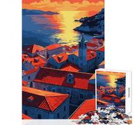 Rompecabezas para Adultos de 1000 Piezas Paisaje costero al Atardecer Juguetes de Bricolaje Obra de Arte Regalo para Juego Educativo Mejora del Amor en Pareja tamaño 38x26cm