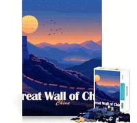Rompecabezas para Adultos de 1000 Piezas Paisaje de la Gran Muralla China,Bordes, Juego de concentración Mental,Juego Lento,Divertido,Regalo de cumpleaños artístico (38x52cm)