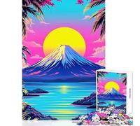 Rompecabezas para Adultos de 1000 Piezas Paisaje de montaña Vaporwave con Palmeras Juguetes de decoración para el hogar Regalos para Mujeres y Hombres Juego práctico para cumpleaños y Navidad 38x52cm