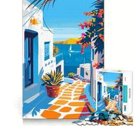 Rompecabezas para Adultos de 1000 Piezas,Paisaje de Mykonos,Grecia,Arte,Encaje, decoración,lógica,Habilidad,Juego Casual,diversión,Regalo de cumpleaños (50x75cm)