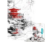 Rompecabezas para Adultos de 1000 Piezas Paisaje de Pagoda Japonesa Rompecabezas para Adultos Juego Familiar Una Obra de Arte Un Gran Regalo para los Amantes de los Juegos (tamaño 50x75cm)