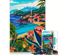 Rompecabezas para Adultos de 1000 Piezas Paisaje de Pueblo costero de Italia,uniones Suaves,diversión para Resolver Problemas,Juego Casual,Tiempo Libre,Arte para cumpleaños (50x75cm)