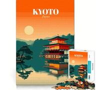 Rompecabezas para Adultos de 1000 Piezas,Paisaje de Templo de Kioto,Japón,Arte,Bordes limpios,decoración,desafío Mental,Juguete,Tiempo de Juego Relajante,Regalo de Arte navideño (38x52cm)