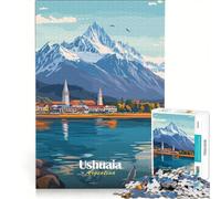 Rompecabezas para Adultos de 1000 Piezas Paisaje de Ushuaia Argentina Juegos Familiares interacción Entre Padres e Hijos Lista de Deseos con Papá Noel 50x75cm