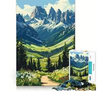 Rompecabezas para Adultos de 1000 Piezas Paisaje de Valle de montaña con Sendero para Caminatas Corte Divertido desafío Inteligente Juego Tranquilo y Divertido Regalo de Arte navideño 38x52cm