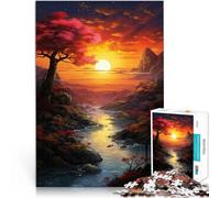 Rompecabezas para Adultos de 1000 Piezas Paisaje del Atardecer Juguete Educativo de Aprendizaje Interacción Entre Padres e Hijos 38x26cm