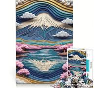 Rompecabezas para Adultos de 1000 Piezas Paisaje en Capas del Monte Fuji, Juguete Educativo, Ideal para Pasar el Tiempo en casa, Regalo de cumpleaños o Cualquier Otro obsequio 38x26cm