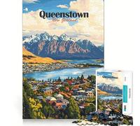 Rompecabezas para Adultos de 1000 Piezas,Paisaje escénico de Queenstown,Nueva Zelanda Ideal para Decorar y ejercitar la Mente divertirse en casa o como pasatiempo (38x52cm)