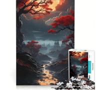 Rompecabezas para Adultos de 1000 Piezas: Paisaje fluvial otoñal con Ciudad a lo lejos Juegos relajantes, decoración Perfecta, cumpleaños y Navidad 38x52cm