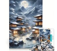 Rompecabezas para Adultos de 1000 Piezas: Paisaje Invernal de Japón, decoración de Pared, decoración, póster y Hoja de curiosidades a Juego 38x26cm