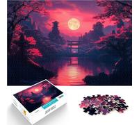 Rompecabezas para Adultos de 1000 Piezas Paisaje japonés Iluminado por la Luna para divertirse en Familia Ideas de Regalos 52x38cm