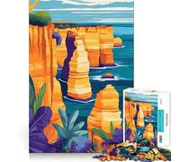 Rompecabezas para Adultos de 1000 Piezas Paisaje Minimalista de acantilados australianos,Juego de Ajuste, Juego de Habilidad Mental,Juego Libre,Escena navideña (38x26cm)