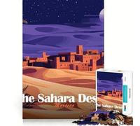 Rompecabezas para Adultos de 1000 Piezas Paisaje Nocturno del Desierto del Sahara en Marruecos,Arte de Bordes precisos,Ejercicio Mental,Juego Divertido y Tranquilo,Actividad de cumpleaños (38x26cm)