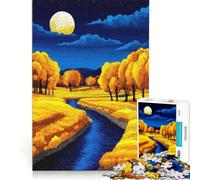 Rompecabezas para Adultos de 1000 Piezas Paisaje Nocturno Dorado de otoño, Juguetes antiestrés, análisis y lógica, colección de Artistas, Bellas Artes 38x26cm