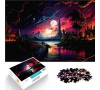 Rompecabezas para Adultos de 1000 Piezas Paisaje Nocturno Juguete Educativo de Aprendizaje Interacción Entre Padres e Hijos 38x26cm