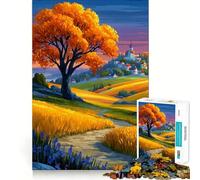 Rompecabezas para Adultos de 1000 Piezas Paisaje otoñal con Pueblo y árbol Juego de articulaciones afiladas Desafío Mental Juguete para Momentos de diversión y relajación Decoración para el hogar