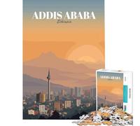 Rompecabezas para Adultos de 1000 Piezas Paisaje Urbano de Addis Abeba Etiopía Juego práctico Juguete Intelectual Regalo para Hombres y Mujeres Ideal para aliviar el estrés (tamaño 38x52cm)