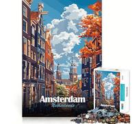 Rompecabezas para adultos de 1000 piezas,paisaje urbano de Ámsterdam,Países Bajos,arte de corte suave,juguete para entrenar la mente,diversión para el tiempo libre,juego de cumpleaños,regalo (50x75cm)