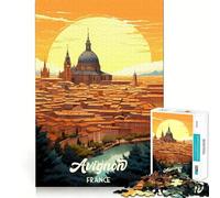 Rompecabezas para adultos de 1000 piezas,paisaje urbano de Aviñón,Francia,lámina artística,decoración de ajuste limpio,juguete de desafío mental,juego acogedor,regalo de cumpleaños artístico (38x26cm)