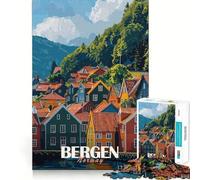 Rompecabezas para Adultos de 1000 Piezas,Paisaje Urbano de Bergen,Noruega,Corte preciso,Arte,Juguete Inteligente para el Cerebro,Juego para Relajarse,decoración navideña,Regalo (50x75cm)