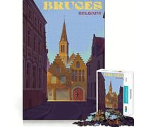 Rompecabezas para Adultos de 1000 Piezas,Paisaje Urbano de Brujas,Bélgica,Arte de Corte Fino,Juego para estimular la Mente,Juego para Momentos de Tranquilidad, (38x26cm)
