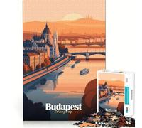 Rompecabezas para Adultos de 1000 Piezas Paisaje Urbano de Budapest al Atardecer,Bordes impecables,Divertido Juego para concentrarse,Juego Tranquilo,decoración navideña,Regalo (38x26cm)