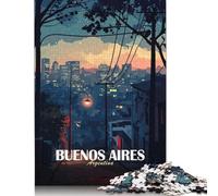 Rompecabezas para Adultos de 1000 Piezas: Paisaje Urbano de Buenos Aires al Atardecer. Rompecabezas de Papel para Adultos, Adolescentes y un Verdadero desafío. Medidas: 38 x 26 cm / 1000 Piezas.