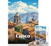 Rompecabezas para Adultos de 1000 Piezas Paisaje Urbano de Cusco Perú Juguete Educativo Regalo de cumpleaños Juegos relajantes con póster a Juego y Hoja de Trivia tamaño 50x75cm