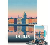 Rompecabezas para Adultos de 1000 Piezas,Paisaje Urbano de Dublín,Irlanda,Reflejo artístico,Corte, Divertido,desafío Inteligente,Juego Tranquilo,Divertido, artístico (38x52cm)
