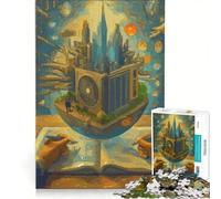 Rompecabezas para Adultos de 1000 Piezas: Paisaje Urbano de ensueño en una Isla Flotante, Juguetes antiestrés, desafío exigente, Gran Regalo para los Amantes de los Juegos 50x75cm