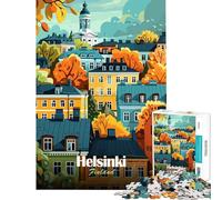 Rompecabezas para Adultos de 1000 Piezas Paisaje Urbano de Helsinki Finlandia Juegos Familiares Juguetes educativos y de Aprendizaje Un Gran Regalo para Pasar el Tiempo en casa Durante Las Vacaciones