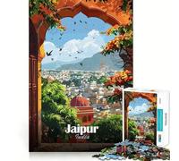 Rompecabezas para Adultos de 1000 Piezas Paisaje Urbano de Jaipur,India,a través de un Arco Juguete Divertido Que desafía la Mente Juego Acogedor Regalo Ideal para cumpleaños (50x75cm)