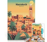Rompecabezas para Adultos de 1000 Piezas Paisaje Urbano de Marrakech Juego práctico desafiante de completar colección de Artistas Bellas Artes 38x26cm