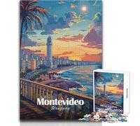 Rompecabezas para Adultos de 1000 Piezas, Paisaje Urbano de Montevideo, Uruguay al Atardecer, Juegos educativos, difícil, Regalo de cumpleaños, tamaño 38x52cm