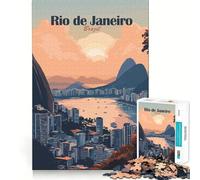 Rompecabezas para Adultos de 1000 Piezas Paisaje Urbano de Río de Janeiro,Corte, Divertido,desafío Inteligente,Juego Tranquilo, (50x75cm)