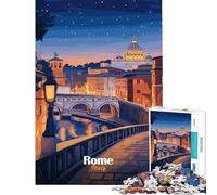 Rompecabezas para Adultos de 1000 Piezas Paisaje Urbano de Roma al Atardecer Juego Imposible Juguetes educativos de Aprendizaje Regalo de cumpleaños Corte de precisión (Tamaño 38x26cm)