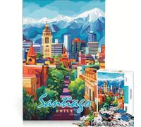 Rompecabezas para Adultos de 1000 Piezas Paisaje Urbano de Santiago de Chile Juego práctico desafiante para completar colección de Artistas Bellas Artes 50x75cm