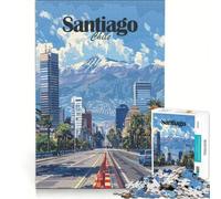 Rompecabezas para Adultos de 1000 Piezas Paisaje Urbano de Santiago de Chile Juegos educativos desafiantes de completar cumpleaños 38x52cm