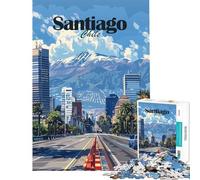 Rompecabezas para Adultos de 1000 Piezas Paisaje Urbano de Santiago de Chile Juguete antiestrés para Adultos desafío Educativo de Velocidad Manual (tamaño 38x26cm)