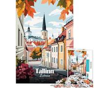 Rompecabezas para Adultos de 1000 Piezas Paisaje Urbano de Tallin Estonia Juguetes adictivos para Cultivar la Paciencia Juegos Familiares Decoración Perfecta Regalo Divertido (Tamaño 38x26cm)
