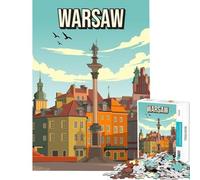 Rompecabezas para Adultos de 1000 Piezas Paisaje Urbano de Varsovia Polonia Juego Educativo desafío Juguete Juego Familiar diversión Familiar Regalos de cumpleaños tamaño 38x26cm