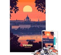 Rompecabezas para Adultos de 1000 Piezas Paisaje Urbano de Viena al Atardecer Juguetes adictivos para Cultivar la Paciencia Juego Familiar Que Mejora la Memoria Excelentes Regalos Tamaño 75x50cm