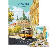 Rompecabezas para Adultos de 1000 Piezas Paisaje Urbano de Viena Austria con tranvía Ayuda a ejercitar el Cerebro Una Obra de Arte Juegos relajantes para Mayores de 14 años 38x52cm