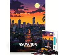 Rompecabezas para Adultos de 1000 Piezas Paisaje Urbano Nocturno de Asunción,Paraguay,de Corte Premium Juego Divertido y entretenido Tiempo Libre (38x52cm)