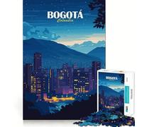 Rompecabezas para Adultos de 1000 Piezas Paisaje Urbano Nocturno de Bogotá,Colombia Juego de Bordes limpios,Juguete de construcción Que fomenta la concentración,diversión para Jugar despacio,Regalo