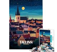 Rompecabezas para Adultos de 1000 Piezas Paisaje Urbano Nocturno de Tallin Estonia Un desafío para la Inteligencia Juguetes adictivos Juego práctico Regalos Ideales para Mujeres Tamaño 38x26cm